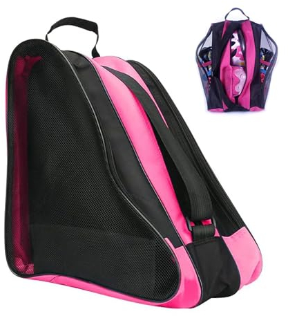 FIBOUND 1 Bolsa para Patines, Bolsa para Patines de Tela Oxford, Bolsa para Guardar Zapatos Skate, Bolsa de Transporte para Patines, Adecuado para Mujeres, Hombres, Adultos Y Niños - Rosa