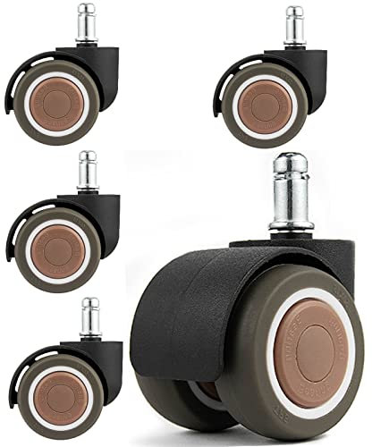 ASHILD 5-teilige Bürostuhlrollen, Lenkrollen aus TPE-Gummi, Ersatzrad für Gaming-Stuhl, Abriebfeste Doppelrollen mit Stummschaltung, M11-Sicherungsringhebel, 2 Zoll/50 mm