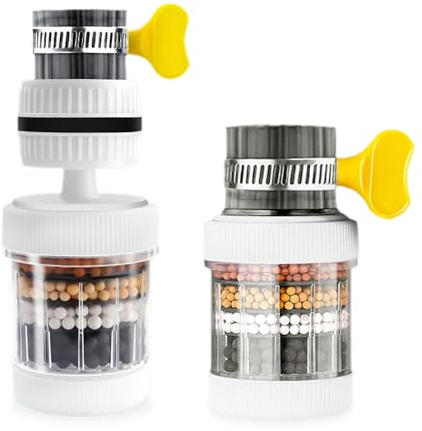 NYGGTYK Filtro de grifo de 2 piezas, filtro de agua de grifo de carbón activo, filtro de rotación libre de 360 grados para cocina y baño, para eliminar las impurezas del agua y suavizar el agua dura.