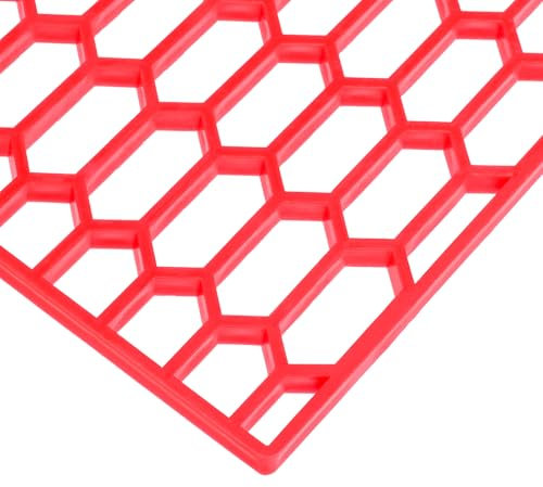 AggAuto Rejilla universal para rejilla de coche, 119,38 x 40,64 cm, color rojo, plástico ABS, rejilla de coche, agujero de panal de abeja, 11 x 30 mm, rejillas hexagonales