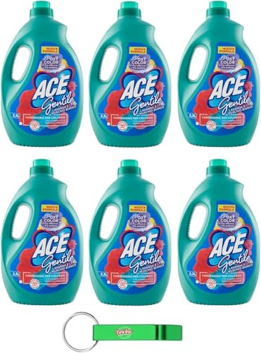 6x Ace Gentile Candeggina per Colorati,Bleichmittel für Farben – Lavendel und Weißer Moschus Wirksam Gegen Flecken 2300ml + Beni Culinari Kostenloser Schlüsselanhänger