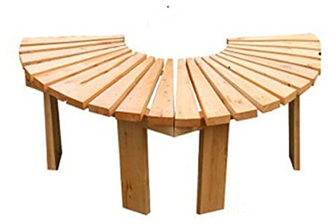Halbrunde Massivholz-Baumbank für Garten Terrasse – Anti-Korrosion, fächerförmige Gartenmöbel, gebogener Blumenhocker, Ständer & Balkonsitz