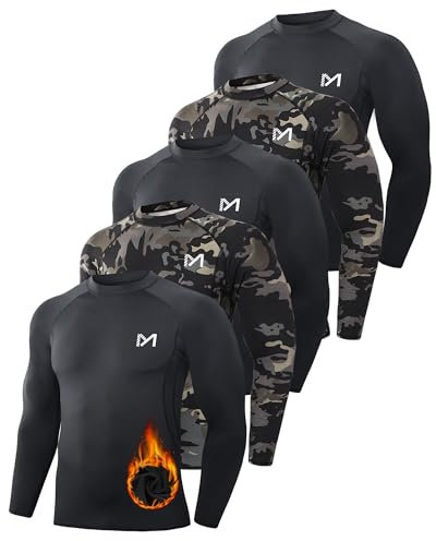 MEETWEE Herren Thermounterwäsche Oberteile,Thermoshirt Langarm Kompressionsshirt Funktionsshirt Atmungsaktiv Thermounterhemd Männer Sportshirt für Running Fitness Gym