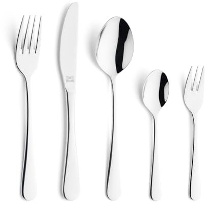Beckmann & Rommerskirchen Besteck Set Viva 60-teilig | Edelstahl Besteck 12 Personen | Spülmaschinenfest | Essbesteck Edelstahl 18/10 hochglanzpoliert