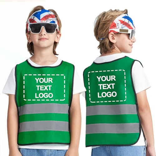 AYKRM Kinder Warnweste - Reflektoren Sicherheitsweste in Grün für 2-5 Jahre alte Kinder