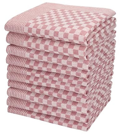 Betz 10er Set 50x100cm Küchentuch Baumwolle Meinor Grubentuch extrem strapazierfähig und saugstark trocknergeeignet - Gastronomiequalität - Geschirrtücher BW rot