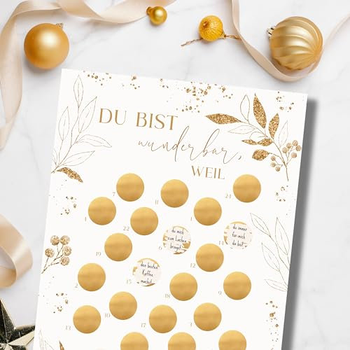Adventskalender zum Rubbeln I DIY Adventskalender mit Rubbelfeldern I Rubbellos Adventskalender I Adventskalender selbst gestalten & freirubbeln I für Frauen, Männer (Wunderbar creme)