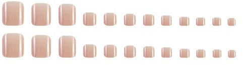 Ling & Bai Fake Toe Nails 24Pcs Pure Color False Toenails Short Glossy Glitter Full Cover Artificial for Women and Girls (Nude Pink, Jelly Glue Style)