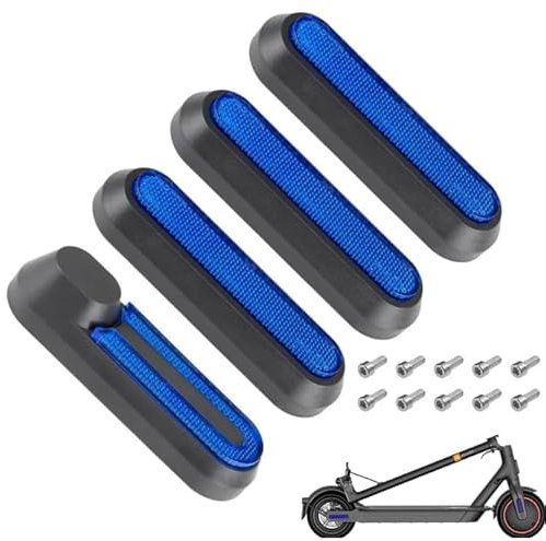 Yuiturt Seitenradabdeckungs mit Reflektoren, 4er Set für Xiaomi 1S/M365/Pro/Pro 2/Scooter 3 e Modellen, Scooter Ersatzteiil mit Blauer Reflektor, für Elektroroller