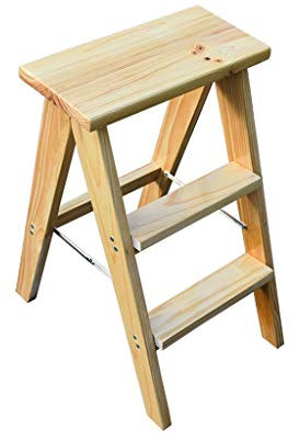 DNZDJTUA Solid Wood Step Ladder, 3 Step Stool Adult Ladder Practical Car Wash Stool Household Goods Small Footstool Shoe Bench Steps Stool
