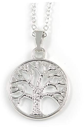 Avalaya Delicate Tree of Life Pendant with Silver Tone Chain - 40cm L/ 5cm Ext