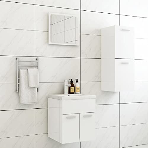 Xichuzi Conjunto de Muebles de baño aglomerado Blanco Brillante, Muebles para Baño, Muebles para Lavabo, Armario Baño - 3070997
