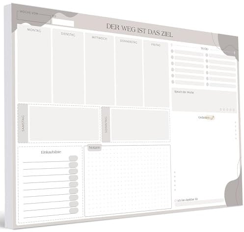BIROYAL Schreibtischunterlage Papier A3 mit Wochenkalender - 50 Seiten Wochenplaner Block A3 - Schreibunterlage Unterlage Papier mit To Do Liste - Schreibtischunterlage Block im Homeoffice & Büro