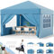 Devoko Tonnelle Pliante 3x3 Imperméable,Tonnelle de Jardin Exterieur,Tonelle pour Camping,Festival, Plage,Barnum Pliant Protection UV 50+,Réglable en Hauteur en 3 Parties,Bleu