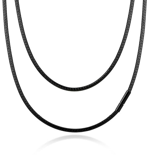 VNOX 2/3mm Halskette für Herren Lederkette mit Edelstahlverschluss Lederkette Männer Frauen Lederband Halskette Länge 40-55cm wählbar(50-3mm)