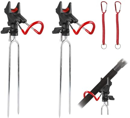ZHYUAN 2 STK EdelstahlAngelrute Halter,EdelstahlRutenhalter,360°Verstellbar Angelrutenhalter,Verstellbar Angelrute Ruten Halterung,Rutenablage Halterung zum Angeln,Edelstahl Universal Ruten Ständer