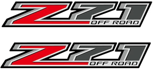 Z71 Off-Road-Aufkleber, kompatibel mit Chevy Silverado Sierra Truck Pickup Nachttisch, Auto-Dekoration, Zubehör, Emblem (Rot und Grau), 2 Stück