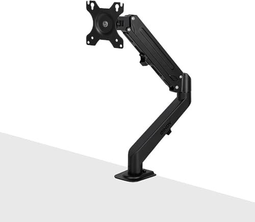Lindy Single Monitor Arm Desk Mount for 17 to 27 Screen, Gas Spring Single Monitor Stand, Tilt Swivel Rotate, Weight 10KG, Height Adjustable Vesa 75 & 100mm, Black