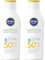 NIVEA SUN Babies & Kids Sensitiv Schutz Sonnenmilch LSF 50+ (200 ml), extra wasserfeste Sonnencreme mit LSF 50+, Sonnenlotion für Kinder ohne Parfüm (Packung mit 2)