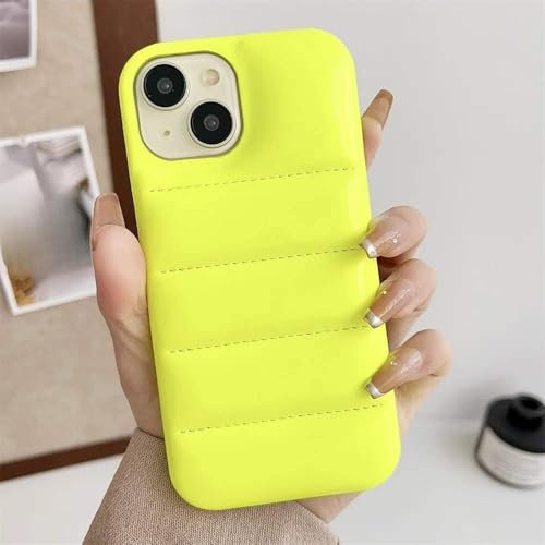 GXZJFC Daunenjacke-Handyhülle für iPhone 16 15 14 13 12 Pro Max Plus 11 16, glänzende Haptik, weiche Hülle, gelb, für iPhone 13 ProMax