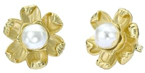 Ted Baker Dara Daisy Pearl Stud Earrings for Women (Gold/Pearl)