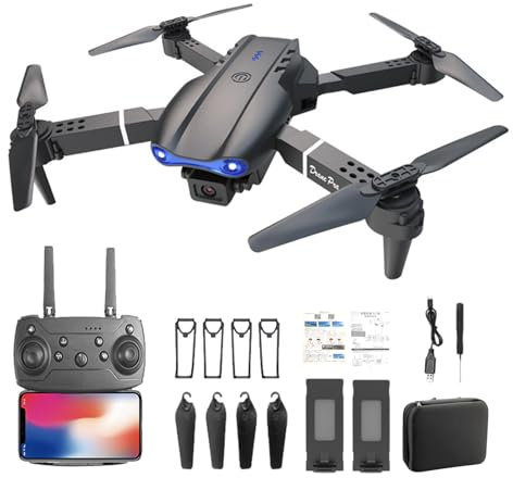 E99 Foldable Drone with Camera 4K Professional, Dual HD Lens, 360° Flip, Obstacle Avoidance, WiFi FPV, Optical Flow, 150m Range, 20 Min Flight Time, Gift Drone for Adults & Beginners (Black)