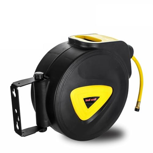 10M Air Hose Reel Retractable Auto Rewind Air Compressor Hose Reel with Lead-in Hose and Handle for Air Tool