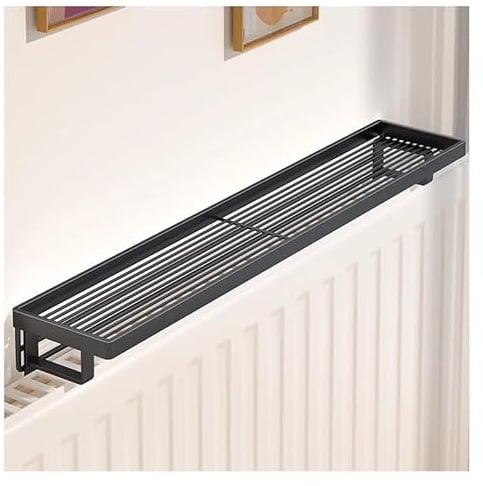 Radiator Cover Shelf - No Drill Installation, Heat Resistant Top for Storage, Strong Metal Organizer for Over The Radiator in Bathroom & Kitchen(Black,50cm)