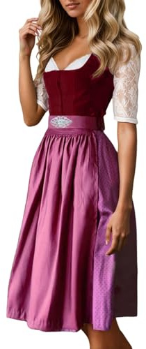 Dirndl Trachtenkleid Damen Kleid Für Grüne Lang Midi Große Größen Tracht Outfit Diendl Rot Größe 30 Sexy Dunkelgrün Oktoberfest Dirmdl 48 Mit Reißverschluss Dunkelblau Salbei Trachten Taschen,Rot,3XL