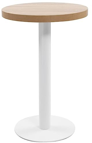 HKTMGDNG Table de bistro ronde - 50 x 75 cm - Table à manger en MDF - Marron clair et blanc