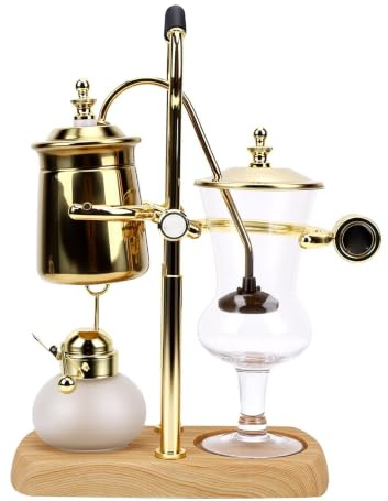Cafetière Belge en Chêne et Verre, Design élégant et Convivial pour les Amateurs de café de les Jours, 5 Composants Inclus