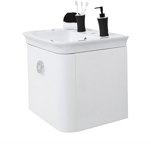 Premier Housewares Adelphi Basin and Under Cabinet Set, Ceramic/MDF, White, 48 x 60 x 97 cm