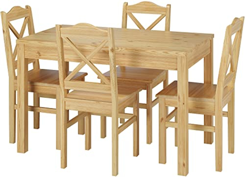 Erst-Holz Esszimmergarnituren mit Tisch und 4 Stühle Kiefer Massivholz Natur 90.70-51 A-Set 20