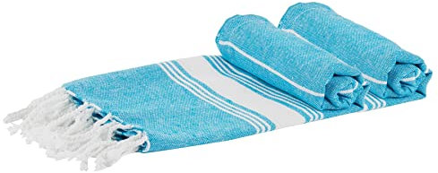 Nicola Spring Turkish Cotton Towels - 100 x 60cm - Light Blue - Pack of 2 - Lightweight Childrens Towel Small Quick Drying Bathroom Face Cloth Hand Towel Kids Beach Sheet
