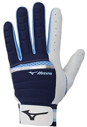 Mizuno B-130 Baseball-Schlaghandschuh für Erwachsene, Navy/Hellblau, XXL