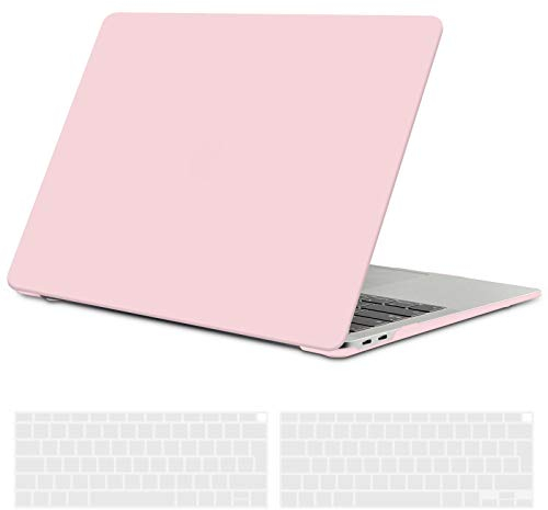 TECOOL Hülle Kompatibel mit MacBook Air M1 (A2337) / MacBook Air 13 Zoll Retina 2020 2019 2018 (A2179 A1932), Ultradünne Schutzhülle Hartschale Case mit Tastaturschutz (EU Layout), Rosa