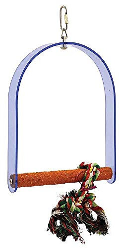 PARROT ESSENTIALS Sanded Nail Arch Swing Perch with Cotton Rope - Large Parrot Toy Nest Swing for Nail Trimming - Wooden Bird Perch for African Grey, Amazon, Cockatoo - Pet Swing for Birdcage