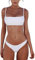 meioro Bikini Sets für Damen Push Up Tanga mit niedriger Taille Badeanzug Bikini Set Badebekleidung Beachwear (L,Weiß)