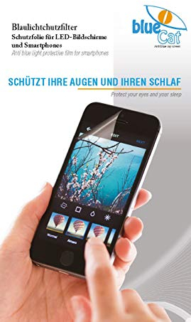 BlueCat Screen Displayschutzfolie | mit 100% Blaulichtfilter | Augenschutzfilter für LED Bildschirme iPhone X