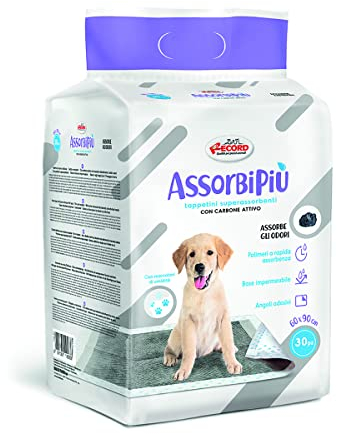 Record Assorbipiù Traverse Cani ai Carboni Attivi USA e Getta per Cani. Extra assorbenza. Tappetini igienici per Cani 60x90cm. Confezione 30 pz. Monouso, Antistrappo e Antiodore. Cani Taglia Grande
