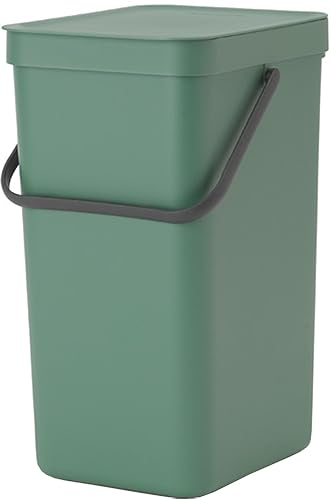 Brabantia Cubo de Basura 16L - Acero inoxidable - Verde Abeto