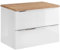 Lomadox Waschtisch Unterschrank Set 81cm, Hochglanz weiß mit Wotaneiche, MDF-Fronten und Korpus, 2 Softclose-Auszüge, B/H/T ca. 81/59,5/46 cm
