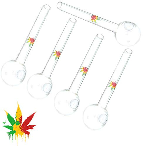 Set di 5 tubi per fumo, in vetro con bruciatore a tubazioni per olio, in scatola per sacchetti a prova di odore.