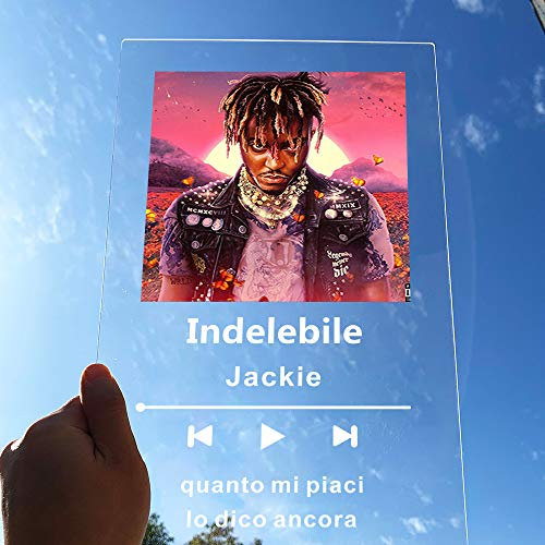 zouwii Spotify Acryl Musiktafel Personalisiert SpotifyGlass Persönliches Mini Polaroid Foto Stil Acryl Jahrestag Fotoalbum Plakette Custom Musik Plakette (Trasparente, weiße Wörter)