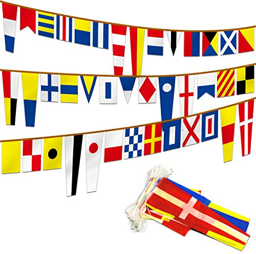 Anley International Maritime Signal Code String Flags Set van 40 vlaggen - 40 voet lange wimpels voor thuis/boot/vaartuig - enkele vlag 5,5x18 of 5,5x9
