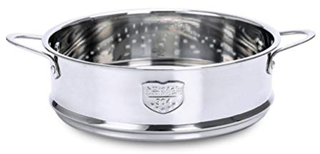 BESTonZON Vaporera de acero inoxidable apilable para alimentos, para masas, pescado, verduras, pollo, cocina, 16 cm