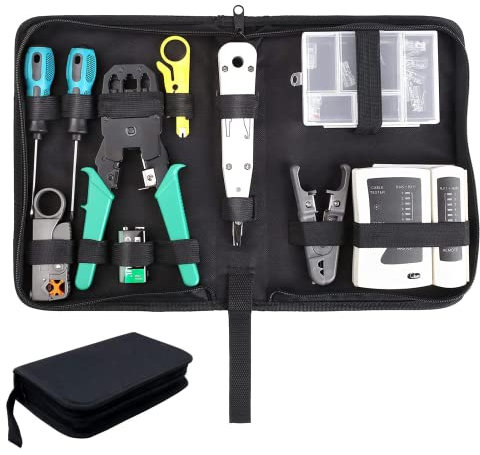 12 IN 1 Netzwerkwerkzeug Set, Mit Crimpzange, Geeignet für RJ45-, RJ11-, RJ12-Kabel, Verwendbar für Computerwartung, LAN-Kabeltester, Lsa-Lochkabeltester