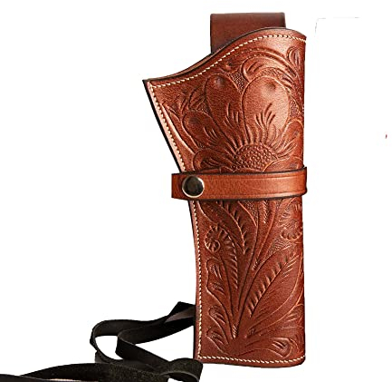 Wonder Care_ Western Tooled Holster aus echtem Leder für Rechtshänder 44. 22 .38 .45 .357. 356. 358. Kaliber 4 Zoll bis 8 Zoll langes braunes Waffenholster