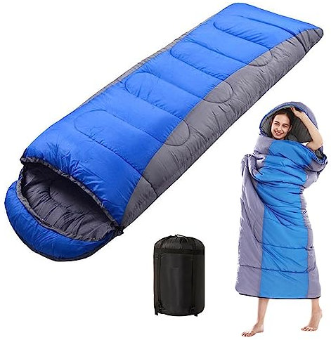 Schlafsack Outdoor Camping 3-4 Jahreszeiten Ultraleicht Sleeping Bag schlafsäcke für Erwachsene Kinder Sommerschlafsack kinderschlafsack Sommer Sportarten(blau)