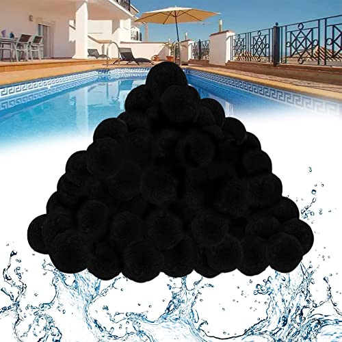 YRHome Filterballs für Sandfilteranlagen, 1400g Filterbälle, Kann 50 kg Filtersand Ersetzen, Geeignet für Pool Filter Schwimmbad Filteranlage, Poolreinigung Zubehör, Schwarz,MEHRWEG (1400g)